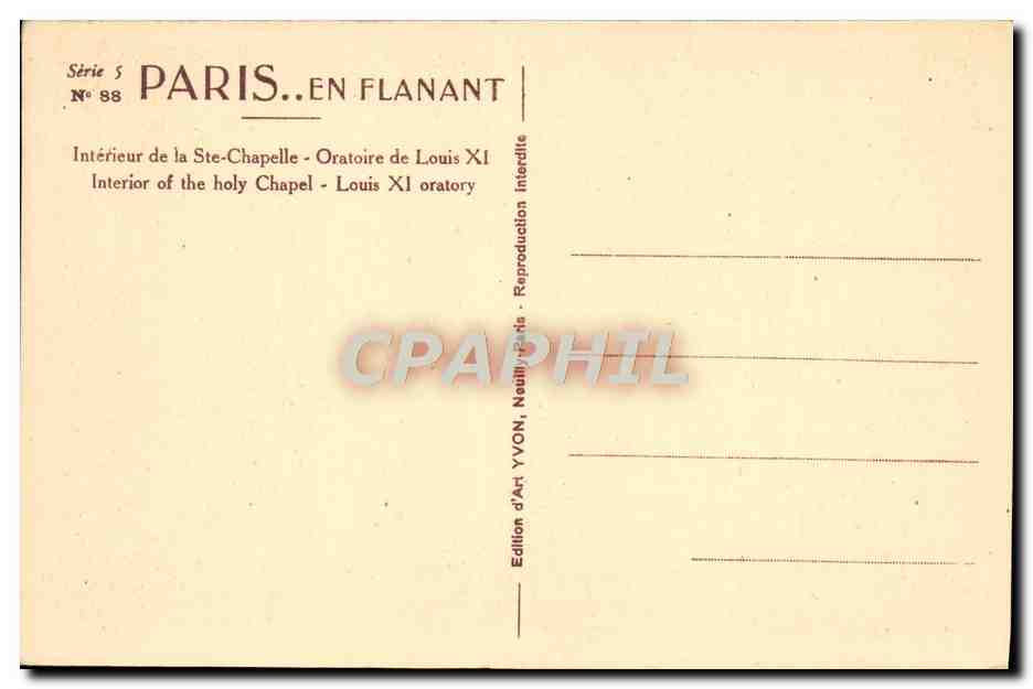 CPA Paris En Flanant Interieur De La Ste Chapelle — Verso