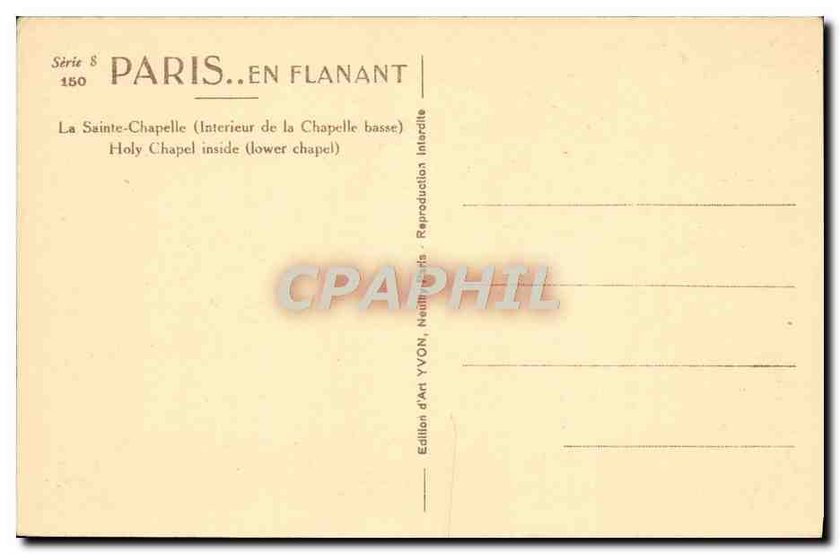 CPA Paris En Flanant La Sainte Chapelle — Verso