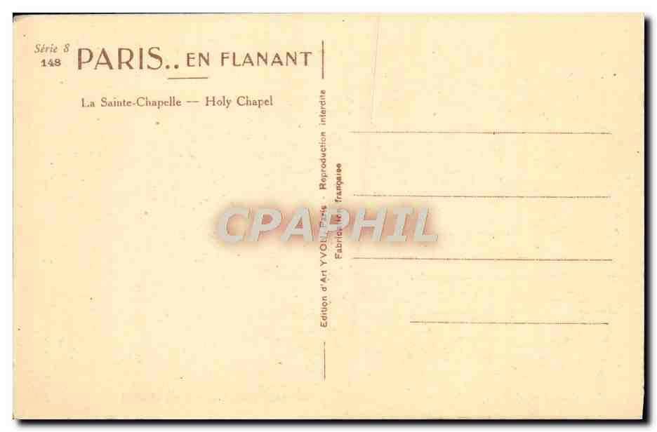 CPA Paris En Flanant La Sainte Chapelle — Rückseite