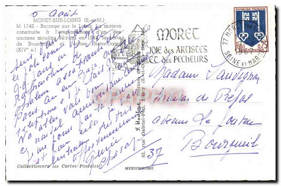 Moret-sur-Loing — barrage et église Notre-Dame — Y. Hodot, éditeur, n° 1742 — Reverso