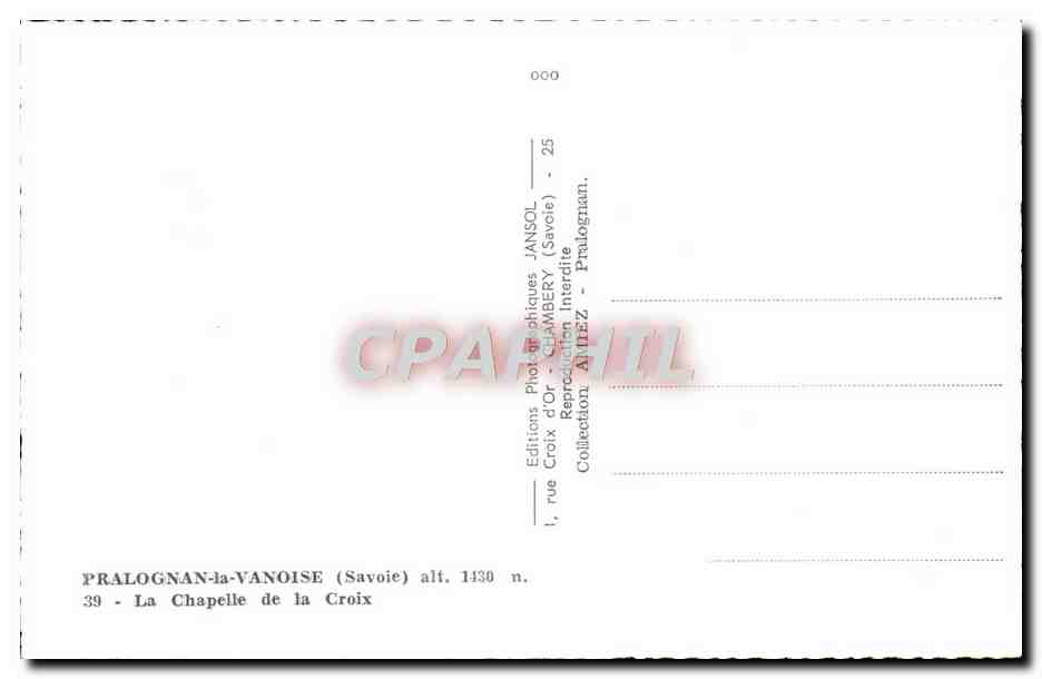 CPM Pralognan La Vanoise La Chapelle De la Croix — Verso