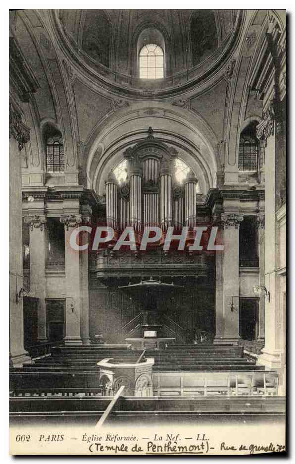 CPA Paris Eglise Reformee La nef orgue