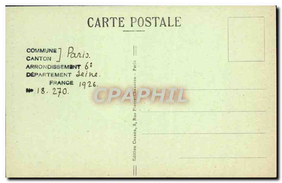 CPA Paris Hotel Des Monnaies Cour De La Meridienne — Rückseite