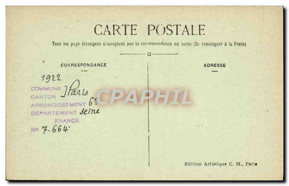 CPA Paris Le Theatre National De l'Odeon — Rückseite