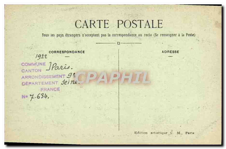 CPA Paris Theatre National De l'Opera Le Grand Foyer — Verso