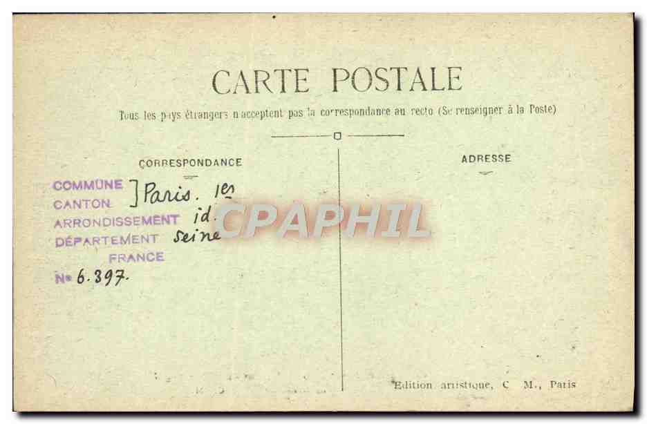 CPA Paris Jardins Du Palais Royal Vue Generale — Rückseite
