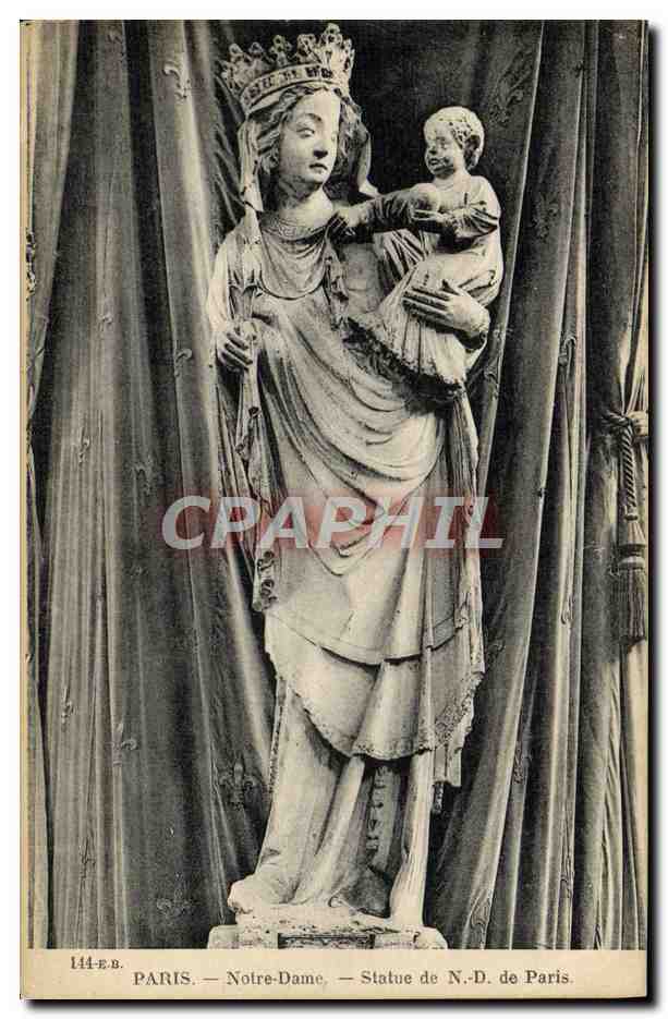 CPA Paris Notre Dame Statue De ND de paris 