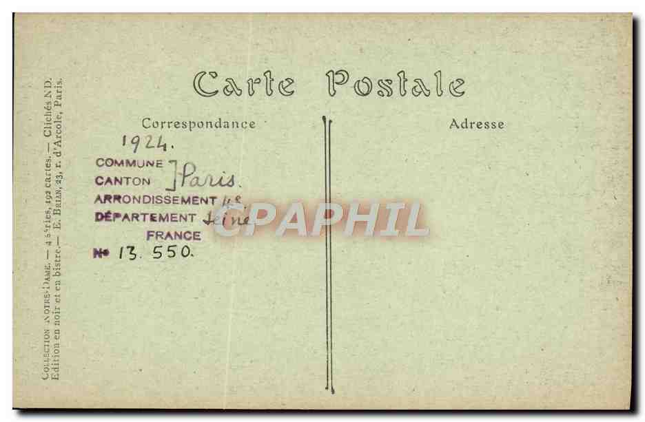CPA Paris Notre Dame Statue De ND de paris  — Verso