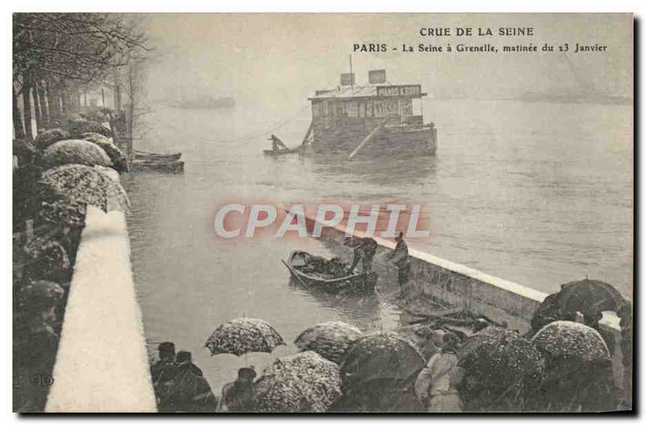 CPA Crue De La Seine Paris La Seine A Grenelle Matinee du 23 janvier 