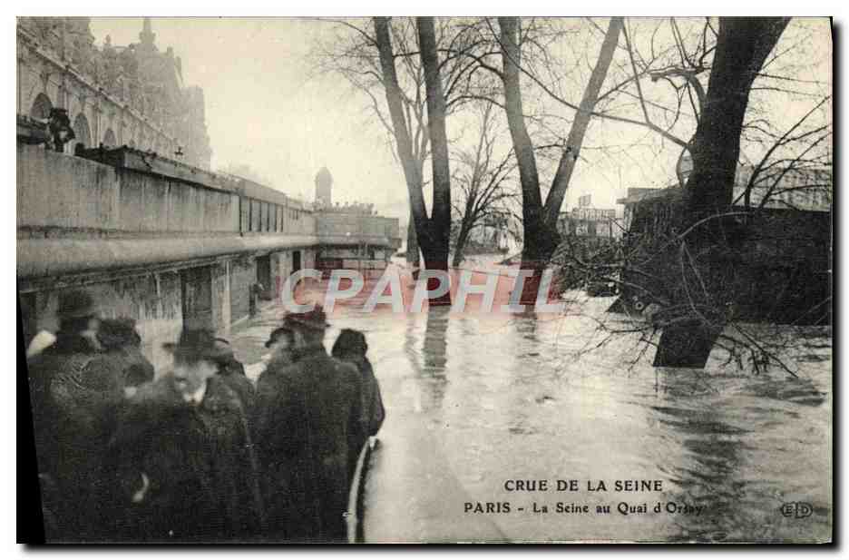 CPA Crue De La Seine Paris La Seine Au Quai d'Orsay