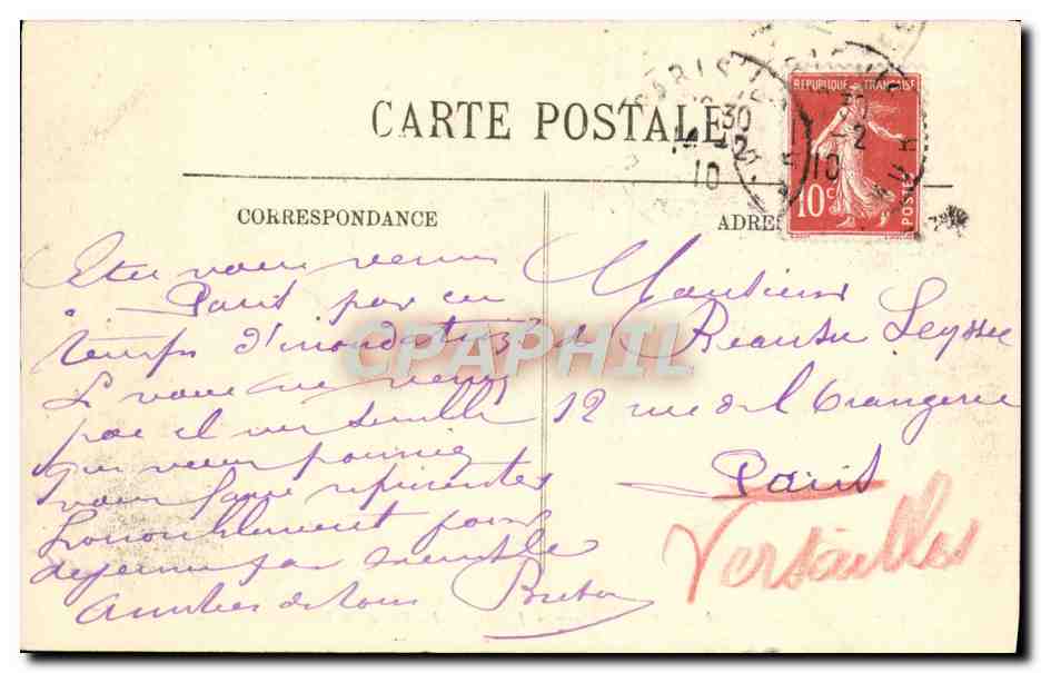 Überschwemmungen in Paris (Januar 1910) — La Rue de la Pépinière — LL. — Nr. 207 — Rückseite
