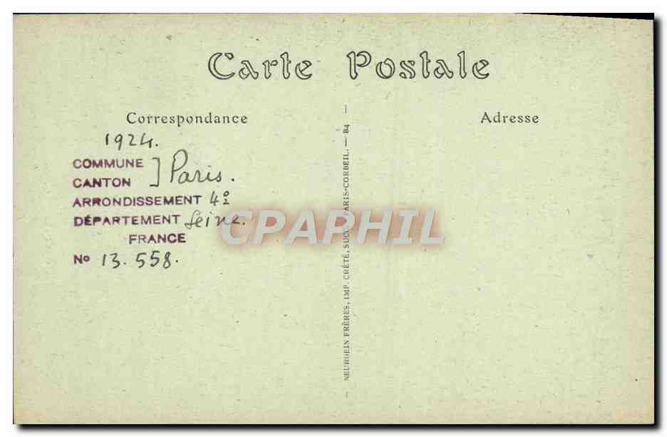 CPA Paris Notre Dame Panneau Decorant La Chapelle De La Tour — Verso