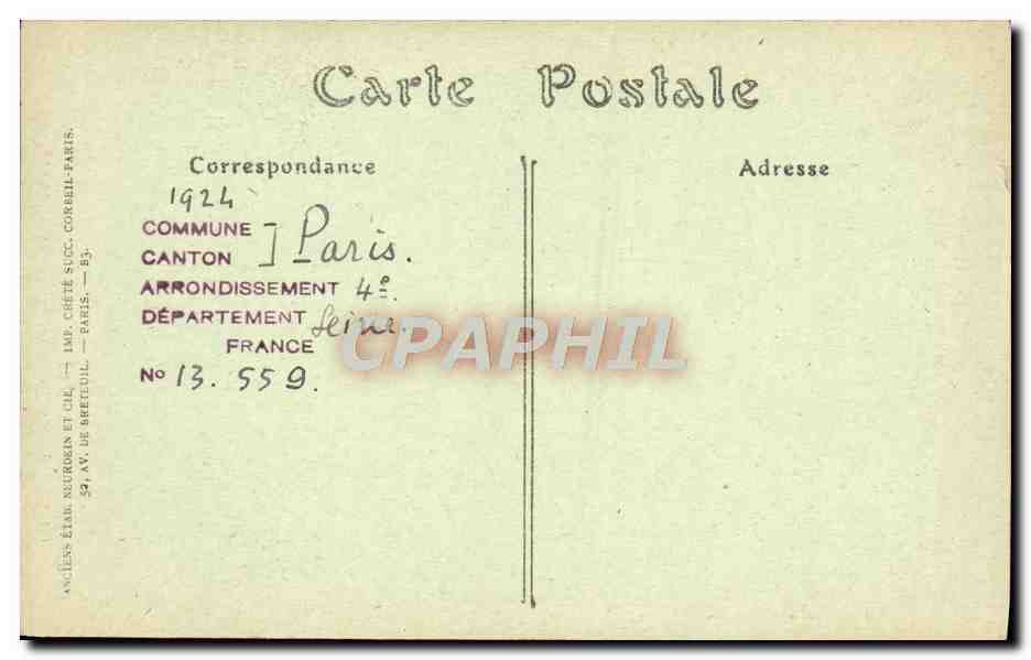 CPA Paris Notre Dame Panneau Decorant La Chapelle De La Tour — Verso