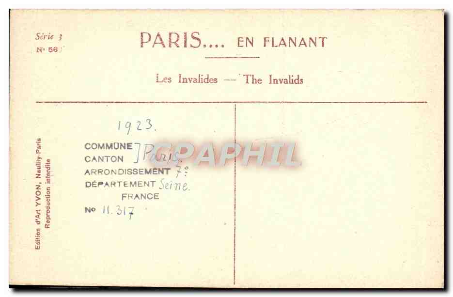 CPA Paris En Flanant Les Invalides — Verso