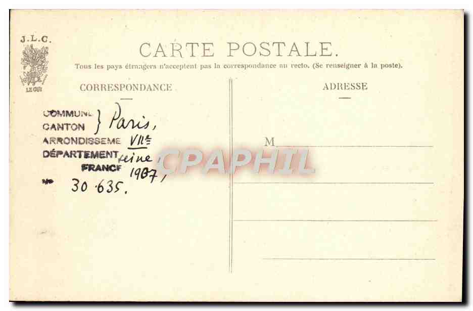 CPA Paris L'Ecole Militaire — Rückseite