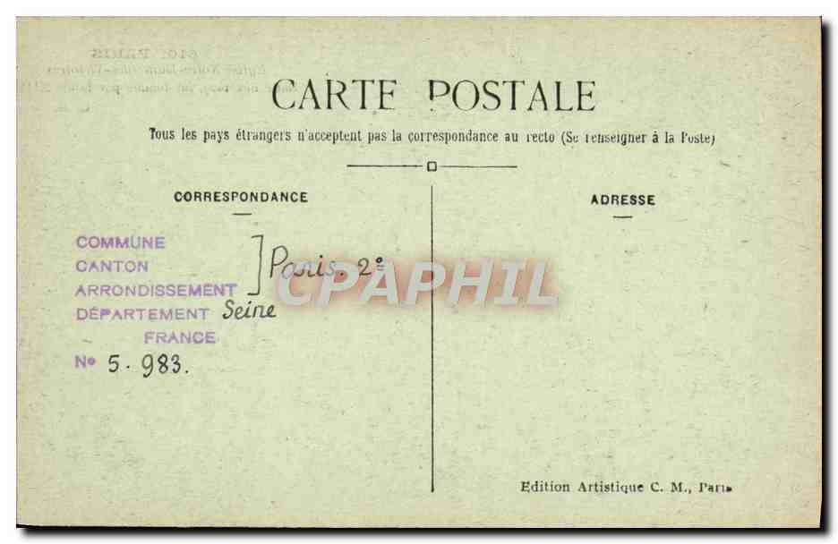 CPA Paris Eglise Notre Dame Des Victoires — Rückseite