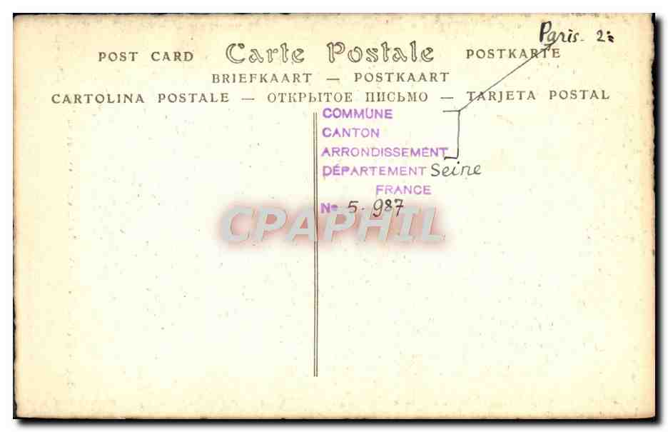 CPA Ancien Paris Le Theatre Feydeau en 1791 — Verso