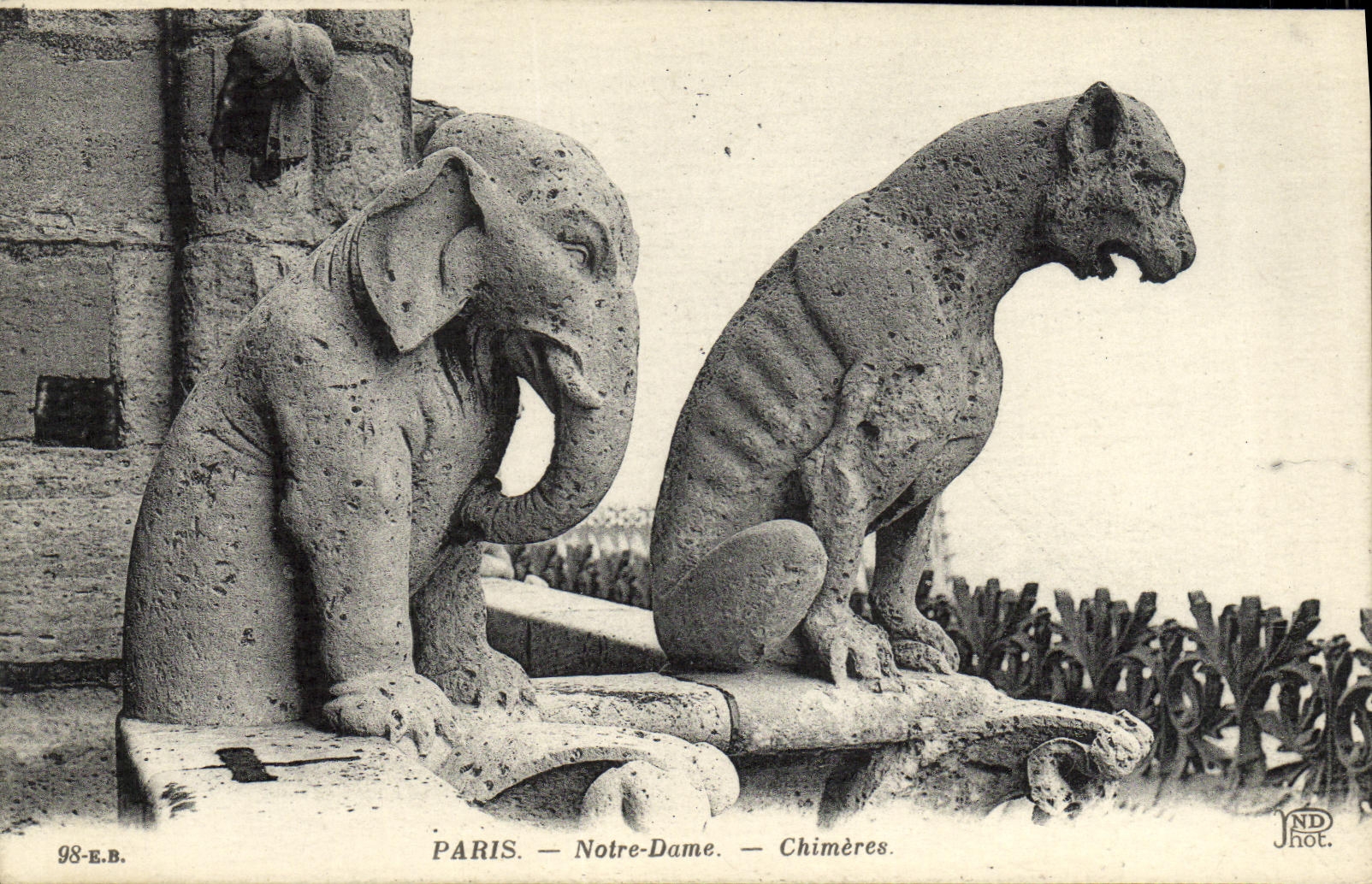 CPA Paris Notre Dame Chimeres Elephant