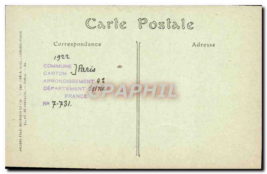 CPA Paris Notre Dame Facade Portail central Pentures — Verso