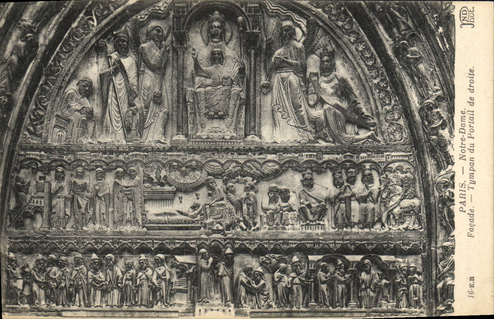 CPA Paris Notre Dame Facade Tympan du portail de droite