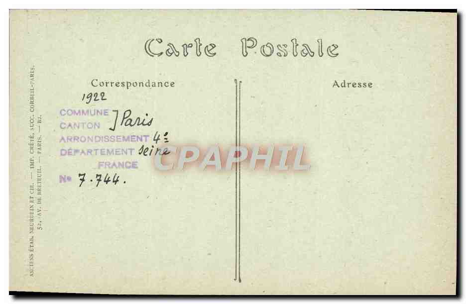 CPA Paris Notre Dame Facade Tympan du portail de droite — Verso
