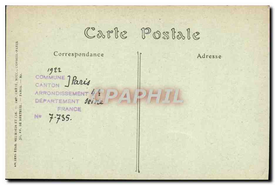 CPA Paris Notre Dame Tympan du Portail central — Verso