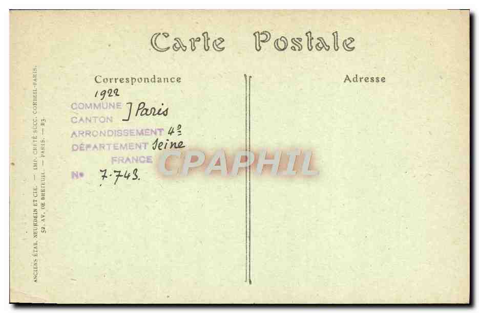 CPA Paris Notre Dame Facade Portail de Droite Pentures — Verso