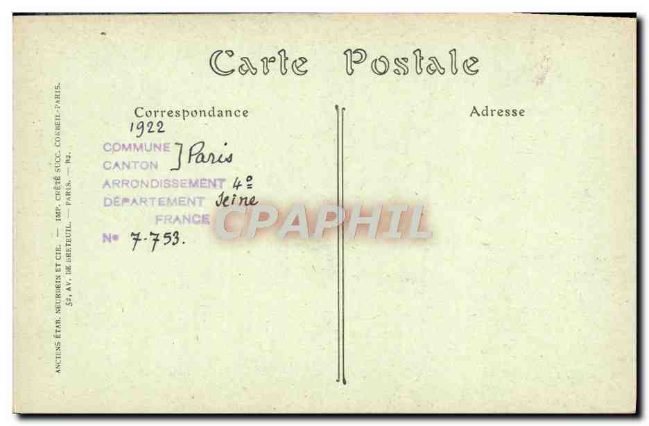 CPA Paris Notre Dame Facade Portail de gauche Portail de la vierge — Verso