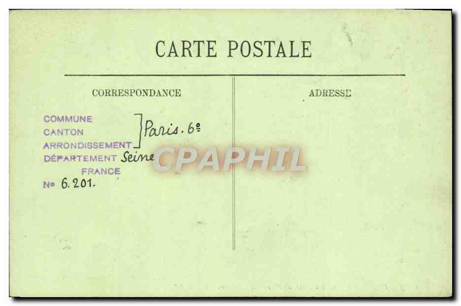 CPA Paris La Cour de L'Ecole des Beaux Arts — Rückseite