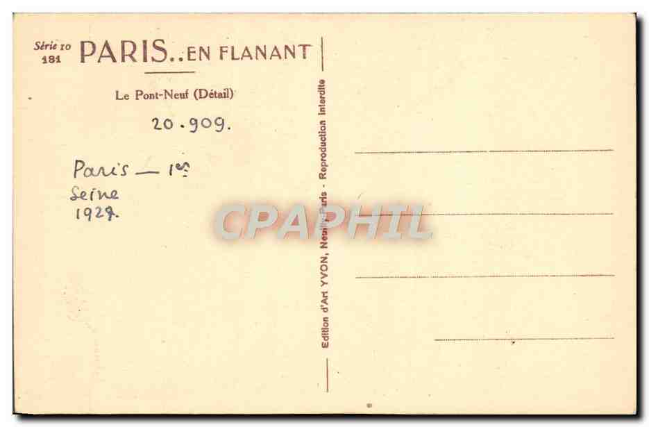 CPA Paris En Flanant Le Pont Neuf — Rückseite