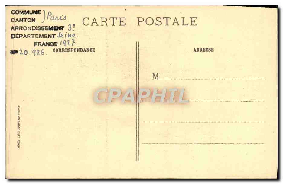 CPA Paris Archives Nationales Hotel Soubise — Rückseite