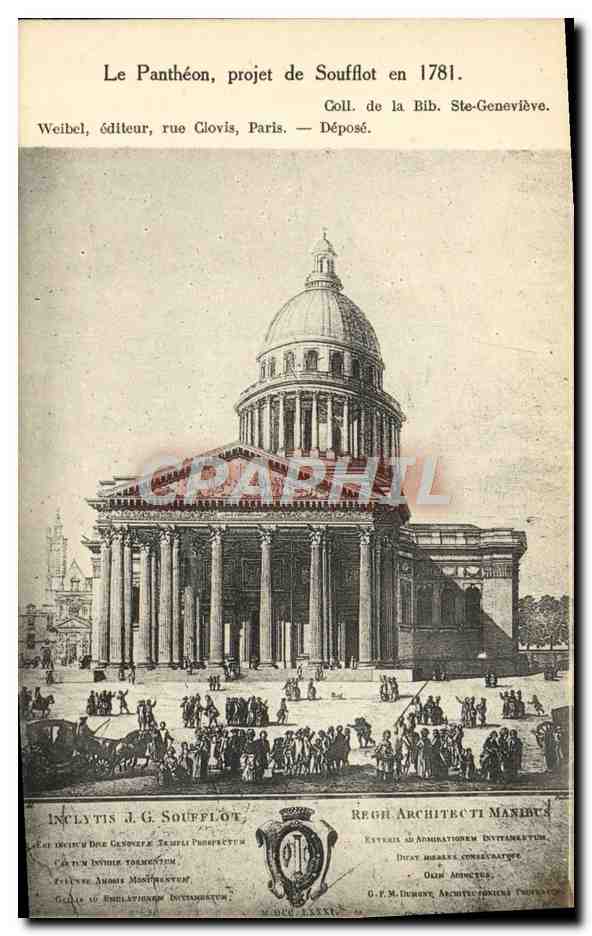 CPA Paris Le Pantheon projet de Soufflot en 1781