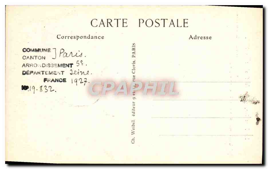 CPA Paris Le Pantheon projet de Soufflot en 1781 — Rückseite
