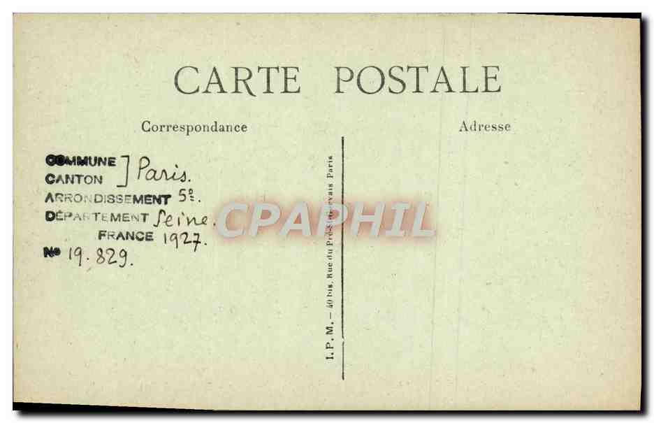 CPA Paris Jardin des Plantes L'Administration — Rückseite