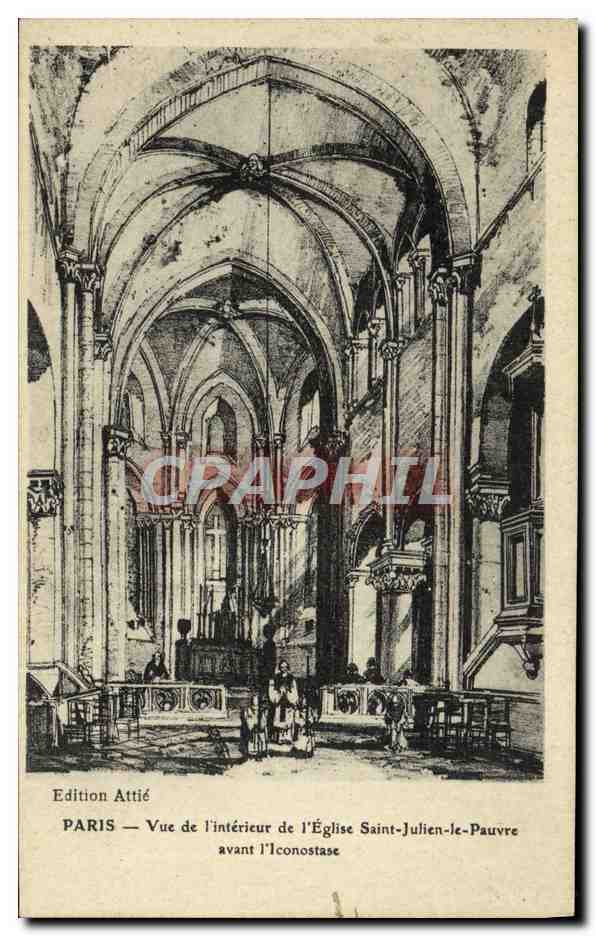 CPA Paris Vue de l'interieur de l'eglise Saint Julien le Pauvre avant l'iconostase