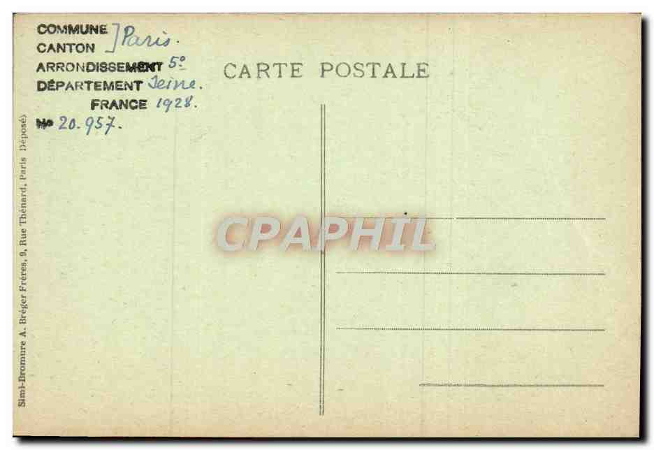 CPA Paris Meunerie boulangerie de l'assistance publique Medaillons de la facade Renaissance — Rückseite