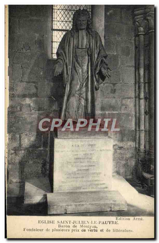 CPA Paris Saint Julien Le Pavre Eglise Baron de Montlyon 