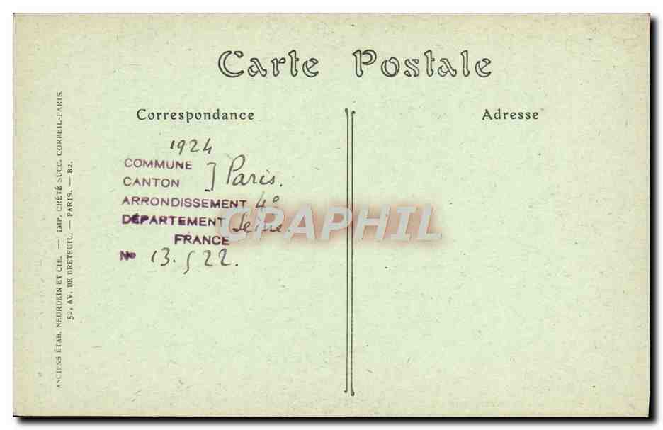 CPA Paris Notre Dame La Fleche — Verso