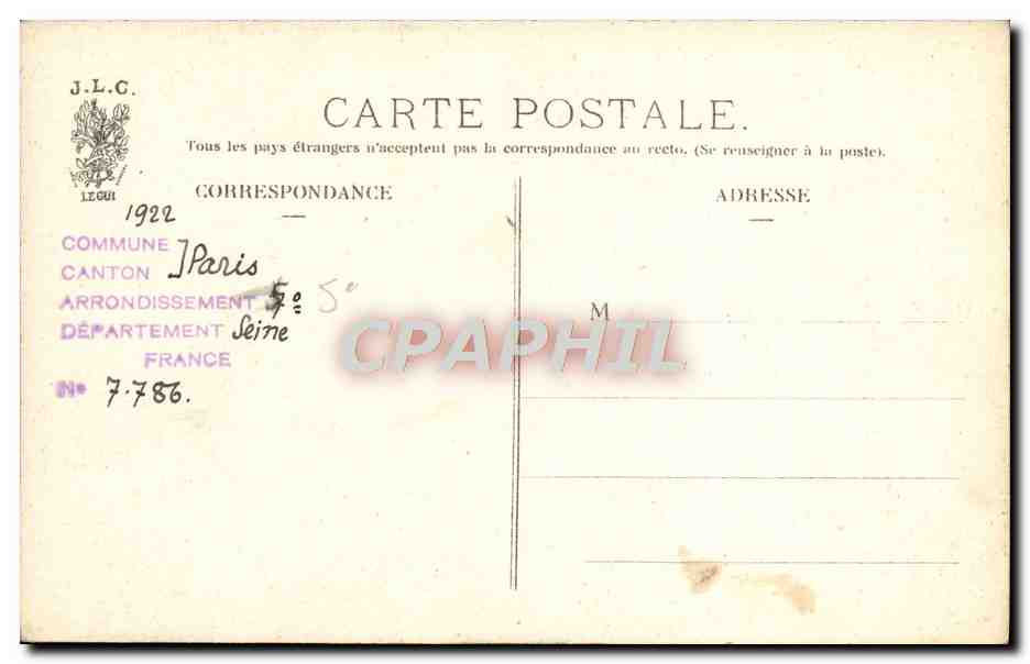 CPA Paris Eglise Roumaine Rue Jean de Beauvais Roumanie  — Rückseite