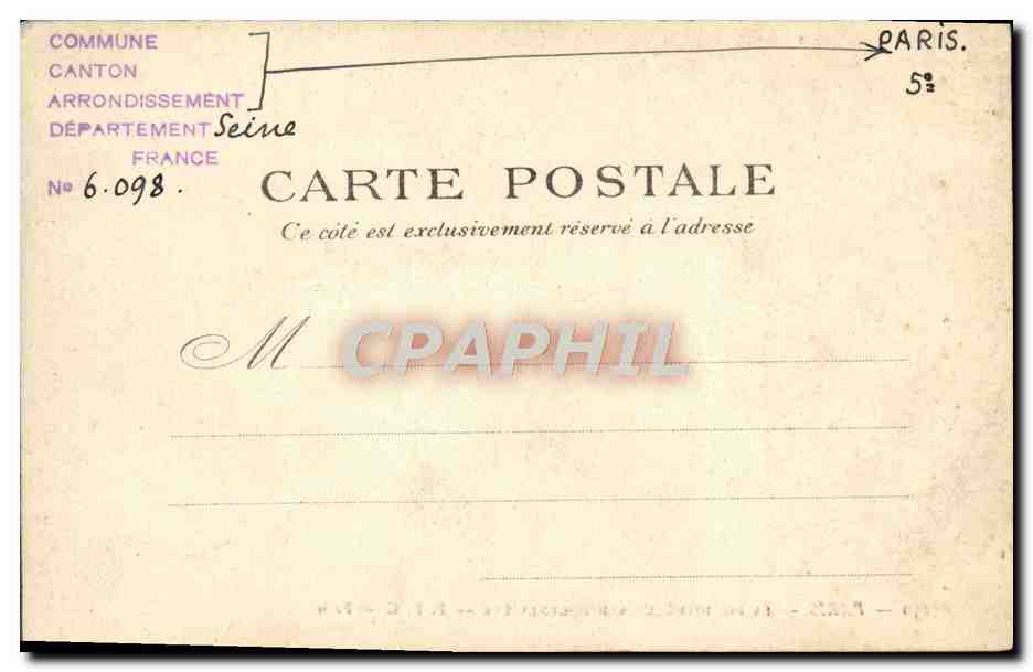 CPA Paris La Bibliotheque Sainte Genevieve — Rückseite