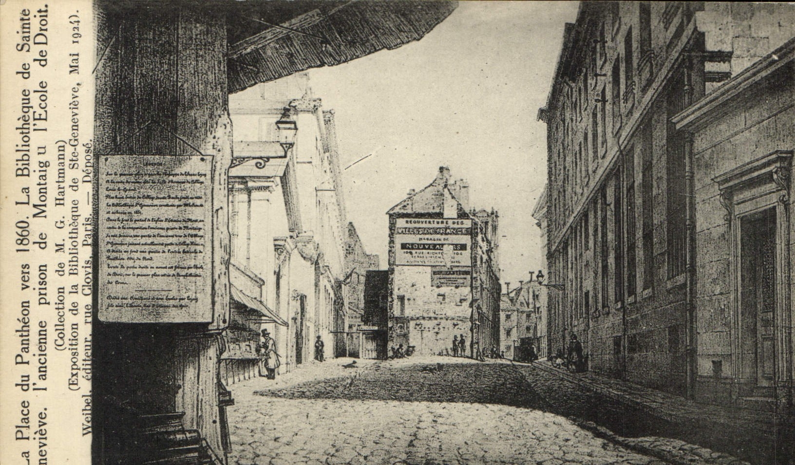 CPA Paris place du Pantheon vers 1860 Bibliotheque de Sainte Genevieve 