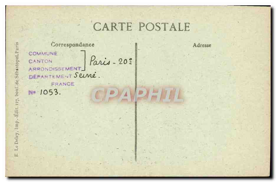 CPA Paris Cimetiere de Charonne — Rückseite