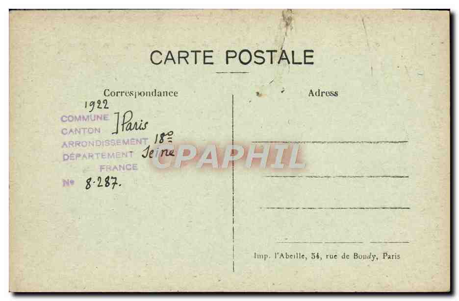 CPA Paris Vieux Montmartre La Salle de Bal du Chateau Rouge sous l'Empire  — Rückseite