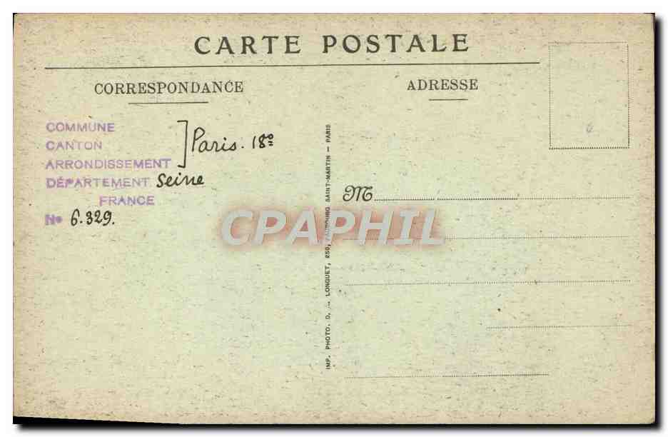 CPA Paris Basilique Du Sacre Coeur De Montmartre La nef — Rückseite