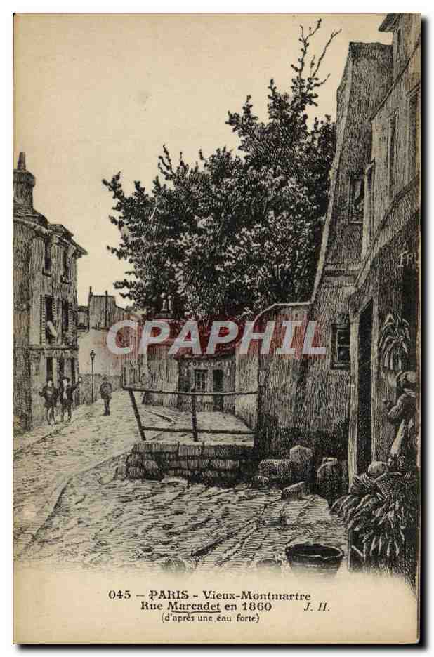 CPA Paris Vieux Montmartre Rue Marcadet en 1860