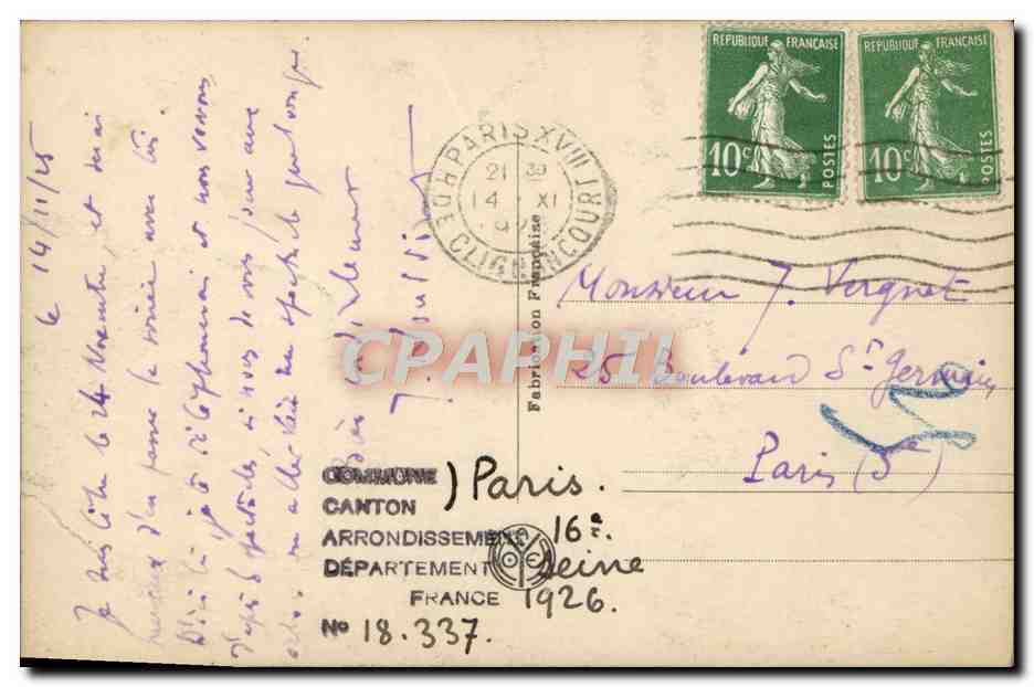 CPA Paris Trocadero — Rückseite