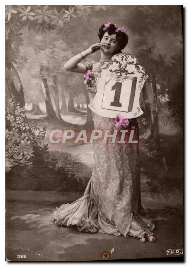 CPA Bonne Annee Femme