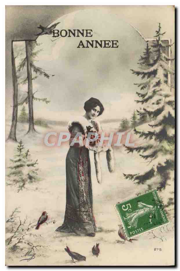 CPA Bonne Annee Femme