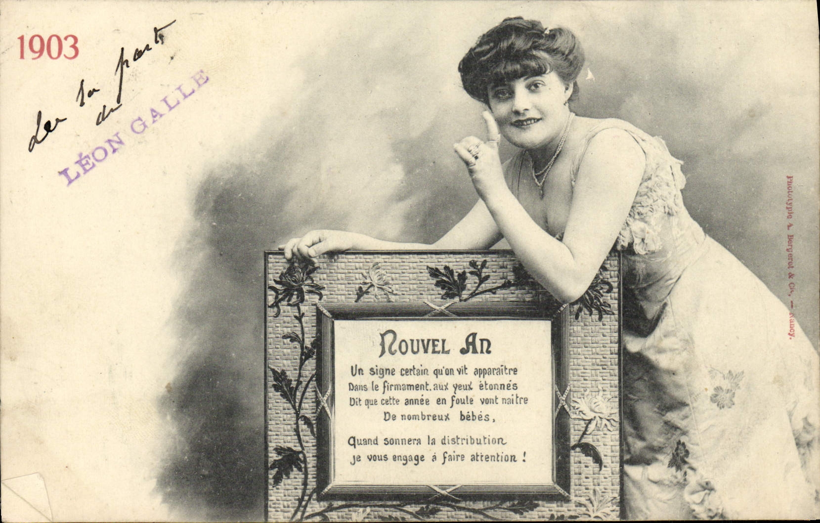 CPA Bonne Annee Femme Annee 1903 Leon Galle