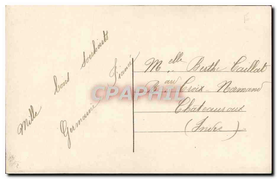 Joven mujer con ramo de flores — fondo con molino de viento — editor Riat, n° 7322 — Reverso